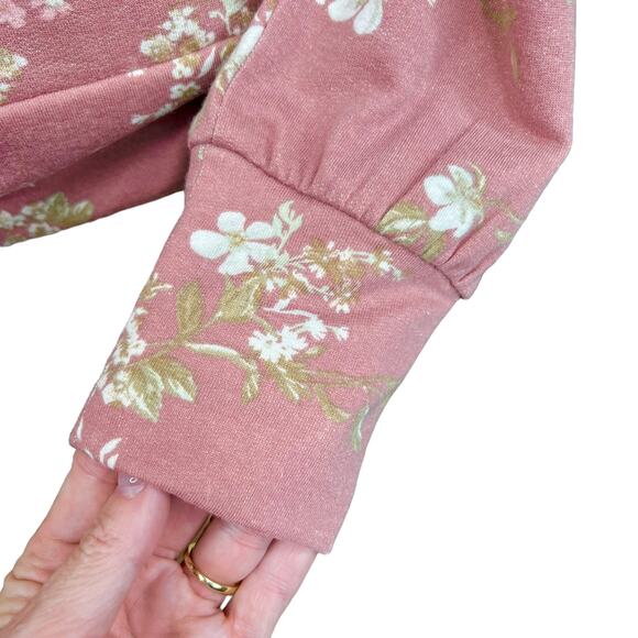 NWT Lauren Conrad Floral Off-The-Shoulder Lightweight Sweatshirt Dusty Rose M - Picture 5 of 14
